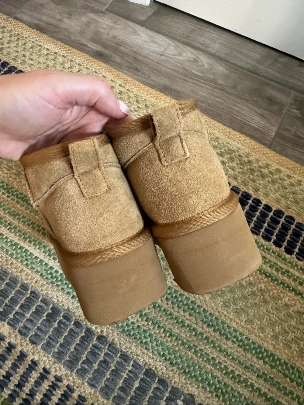 Women's Suede Platform Ankle Boots - Beige